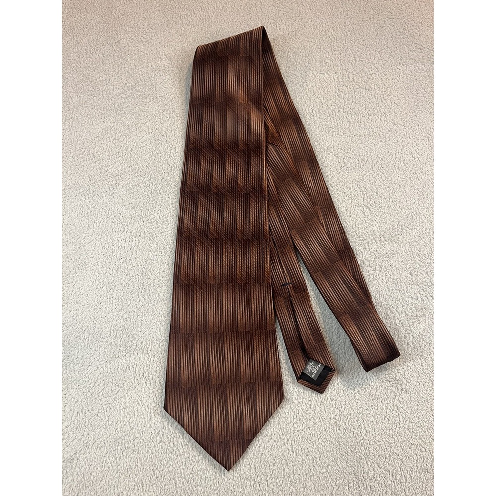 MILANO UOMO Men's Brown Necktie 100% Silk Made Tie in the USA Fast Shipping!‎
